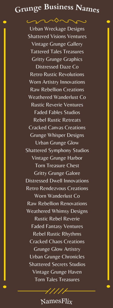 Grunge Business Names