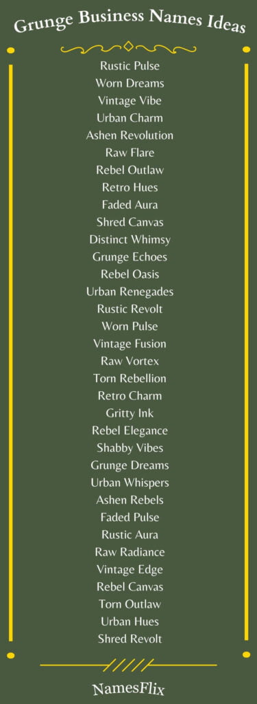 Grunge Business Names Ideas