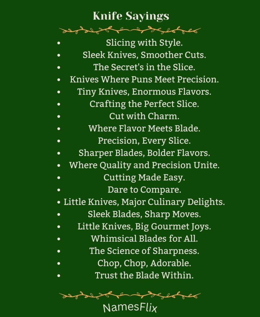 Knife Sayings