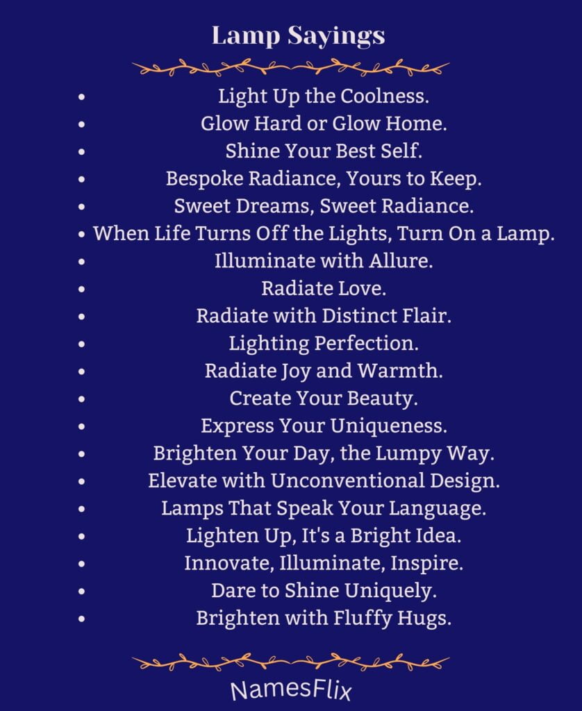 Lamp Sayings