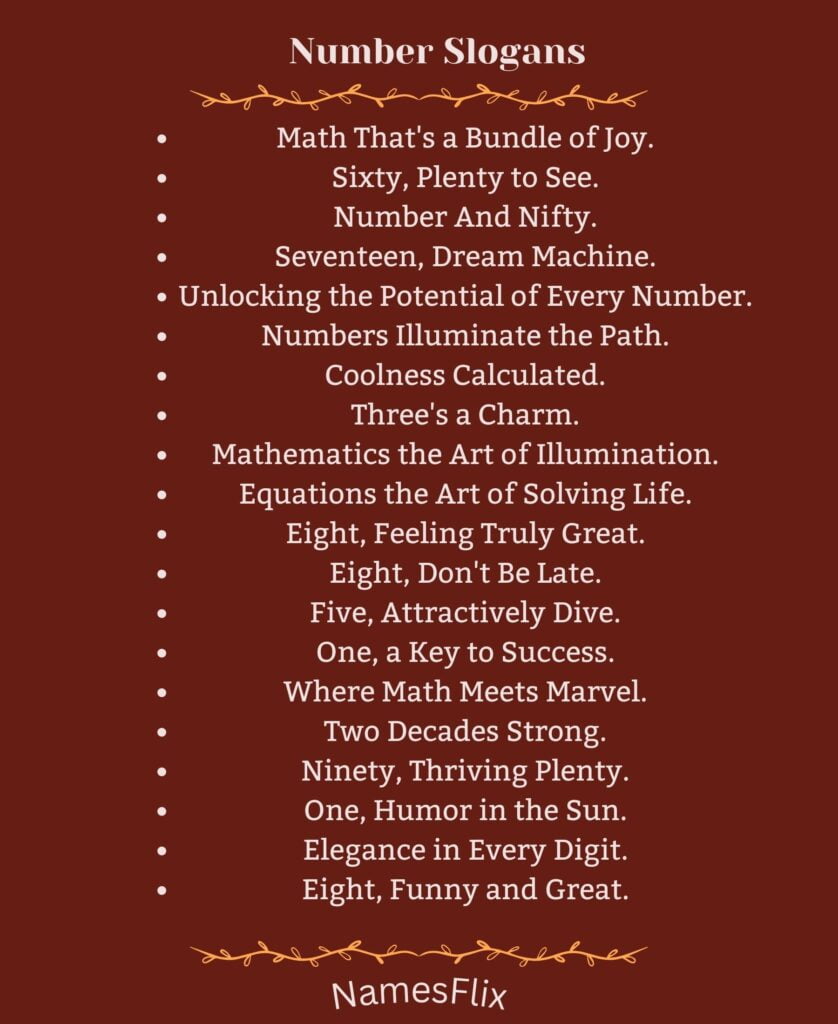 Number Slogans