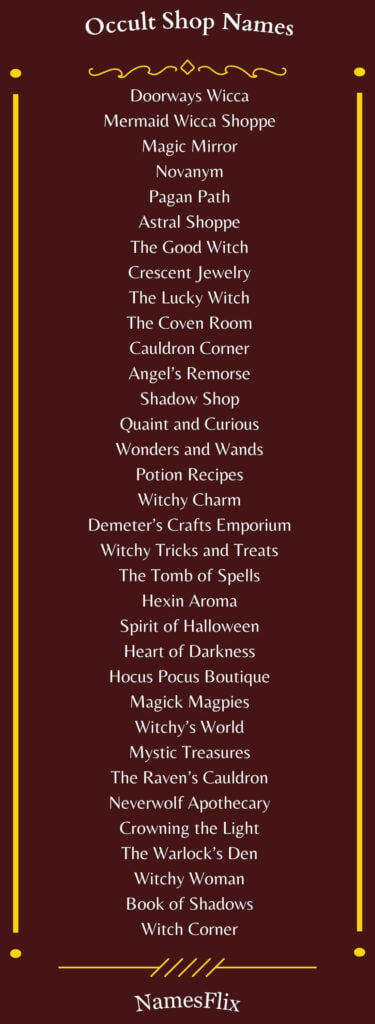 Occult Shop Names