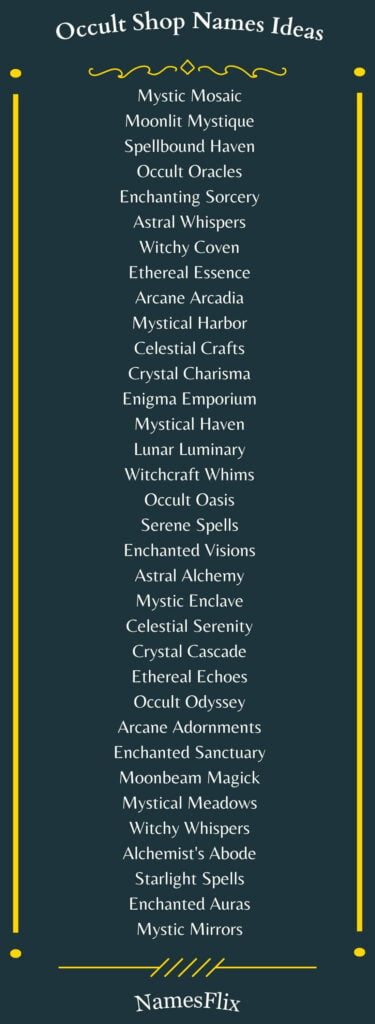 Occult Shop Names Ideas