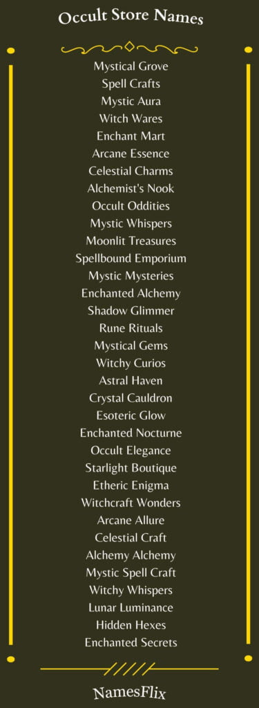 Occult Store Names