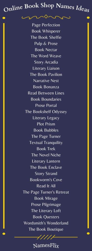 Online Book Shop Names Ideas