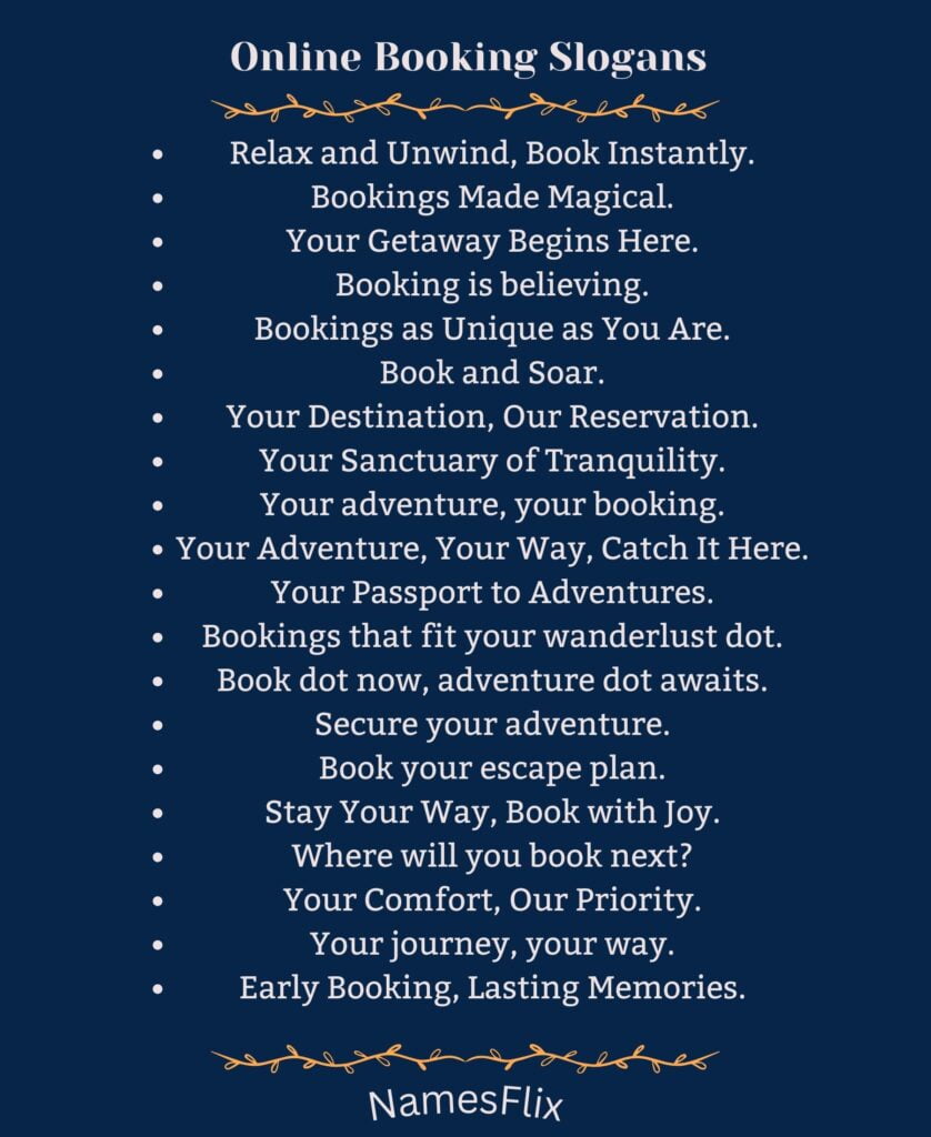 Online Booking Slogans