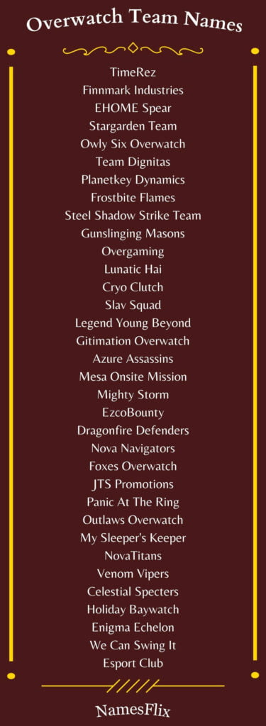 Overwatch Team Names