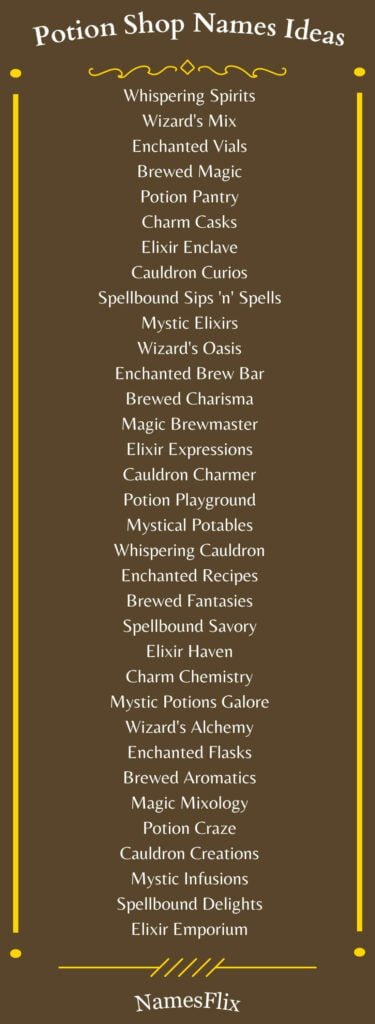 Potion Shop Names Ideas