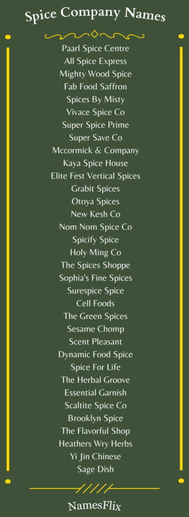 Spice Company Names