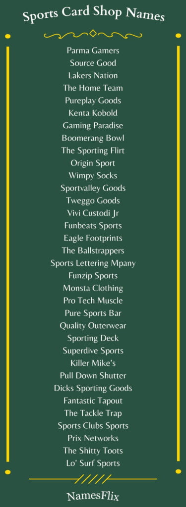Sports Card Shop Names