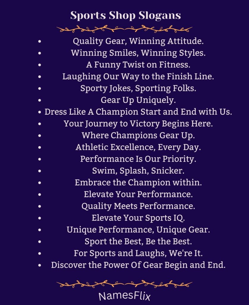 Sports Shop Slogans