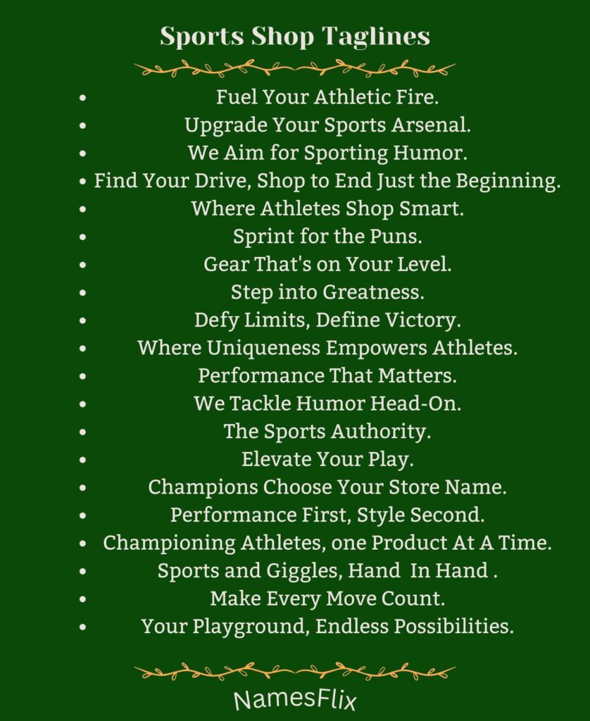 Sports Shop Taglines