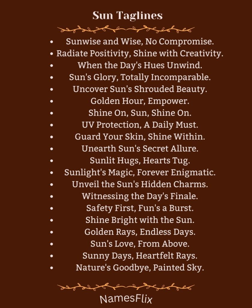 Sun Taglines