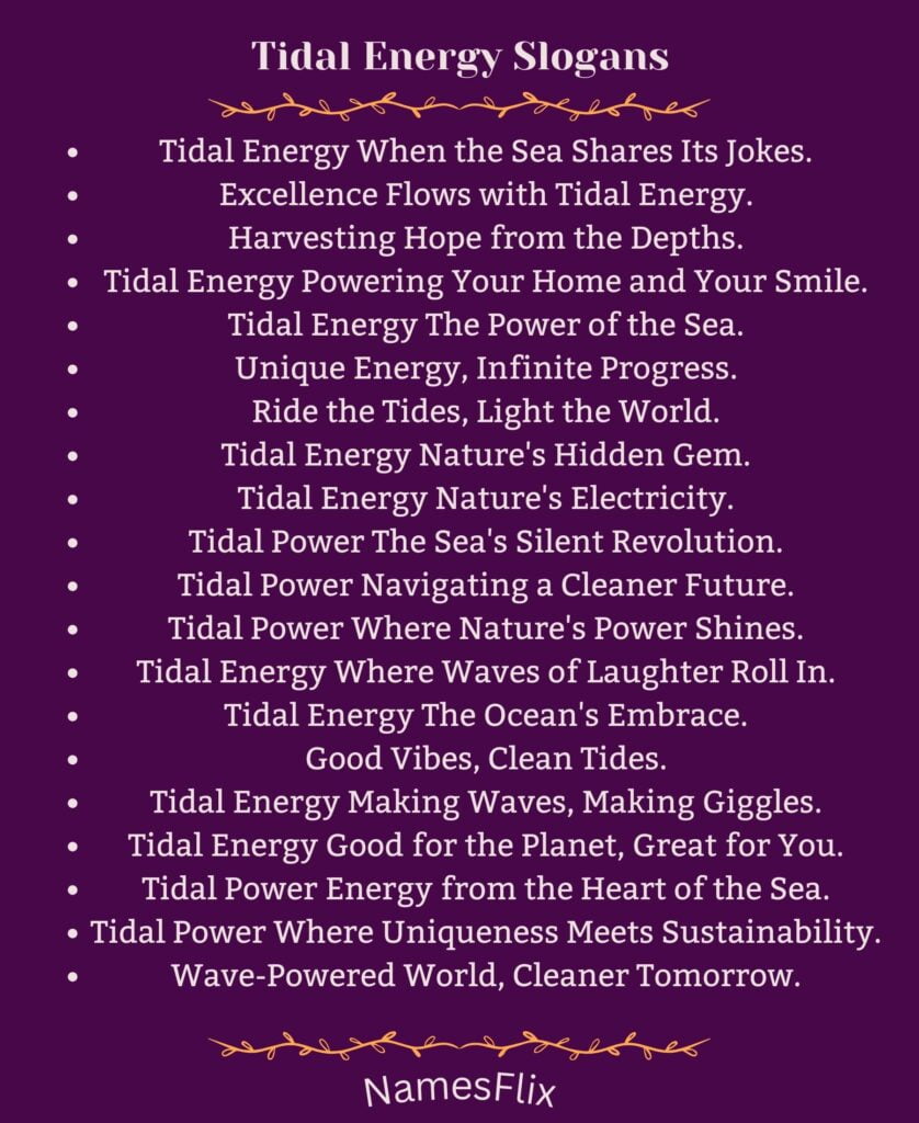 Tidal Energy Slogans