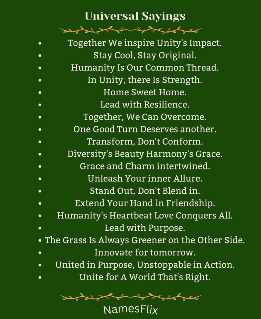 Universal Sayings
