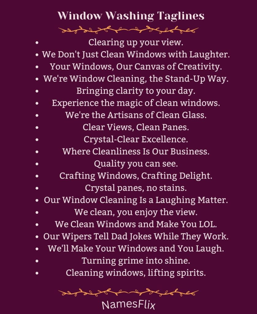 Window Washing Taglines