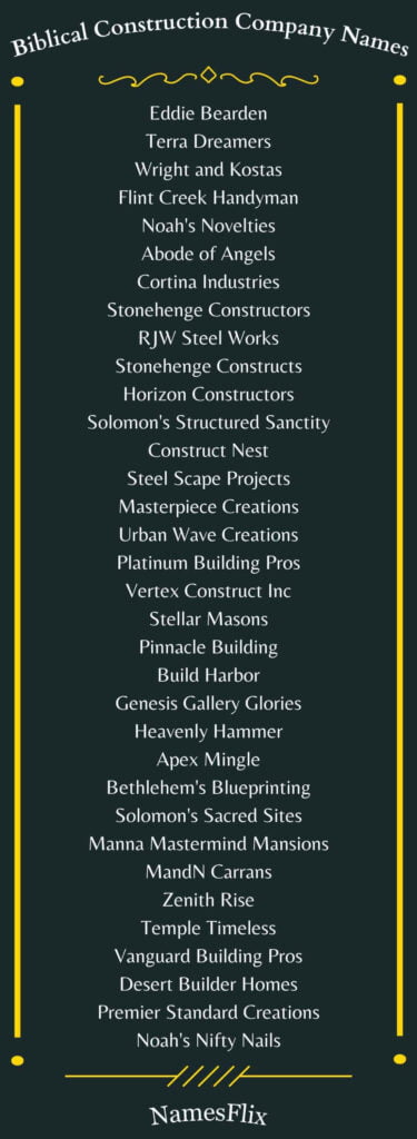 Biblical Construction Company Names