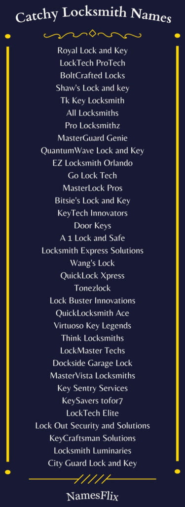 Catchy Locksmith Names
