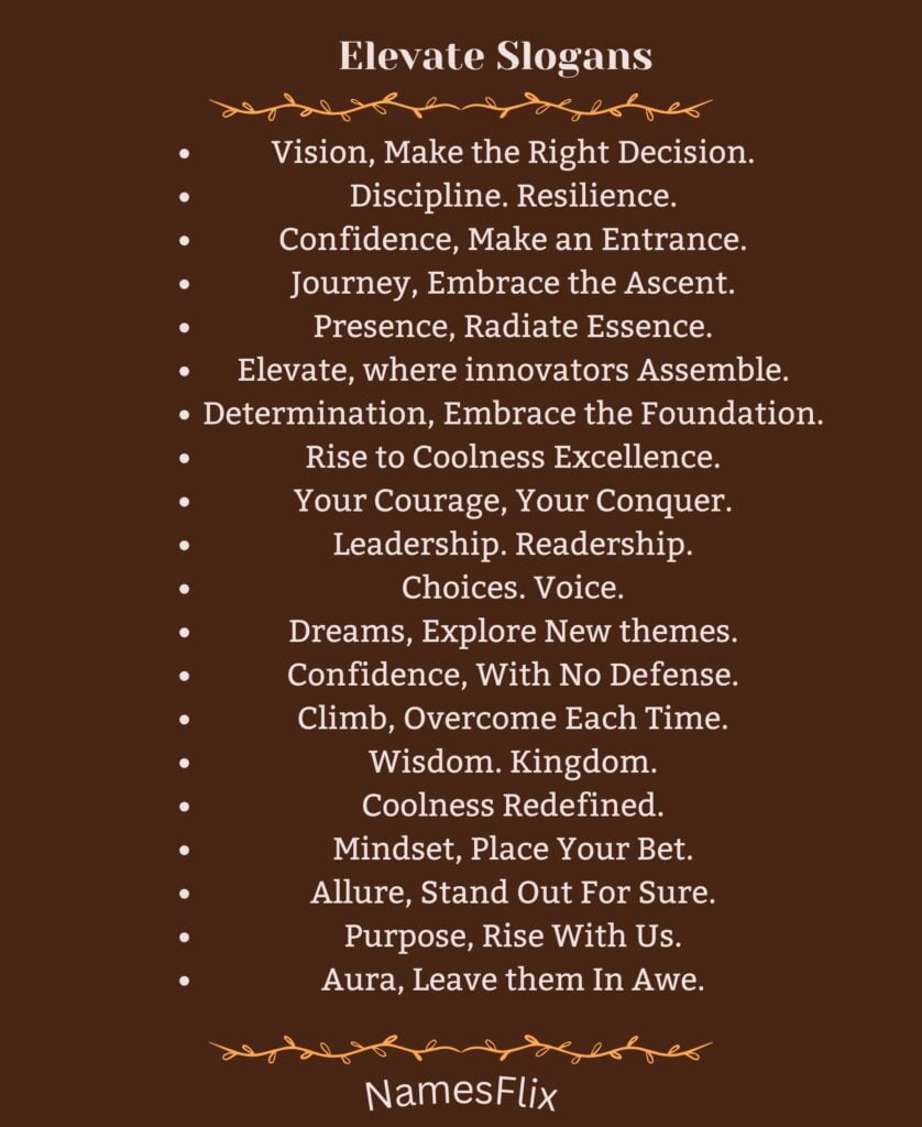 Elevate Slogans