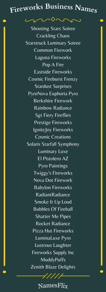 Fireworks Business Names