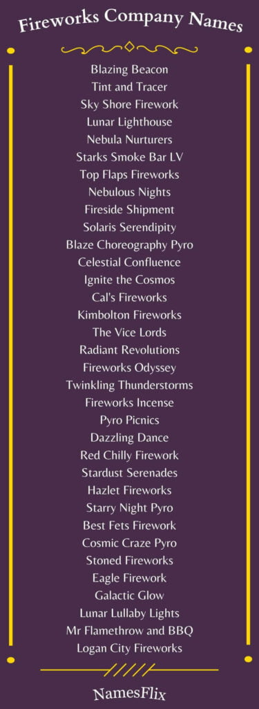 Fireworks Company Names
