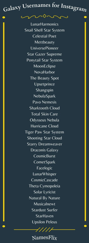 Galaxy Usernames for Instagram