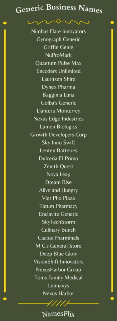 Generic Business Names