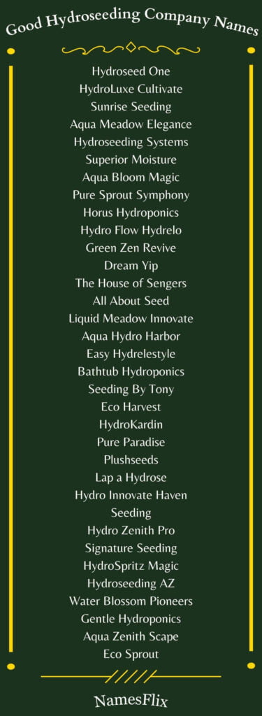 Good Hydroseeding Company Names
