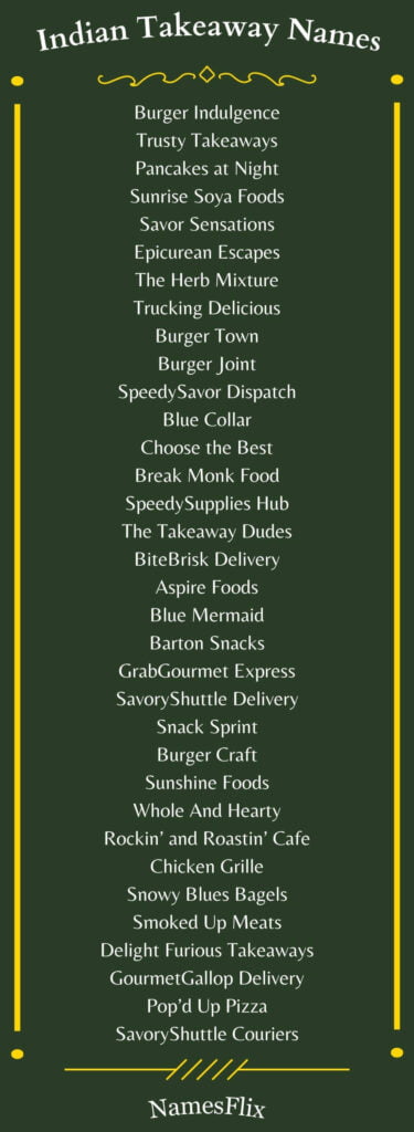 Indian Takeaway Names