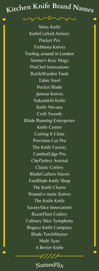 Kitchen Knife Brand Names