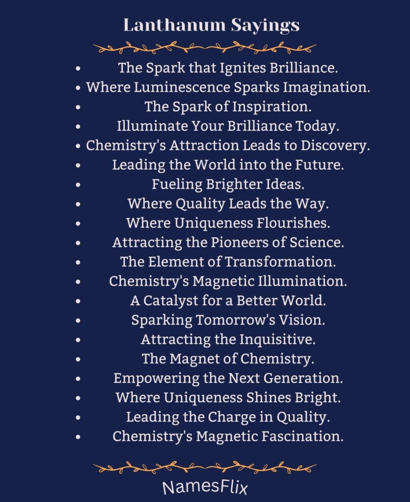 Lanthanum Sayings