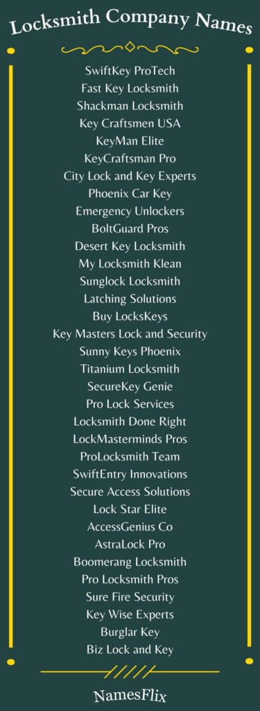Locksmith Company Names