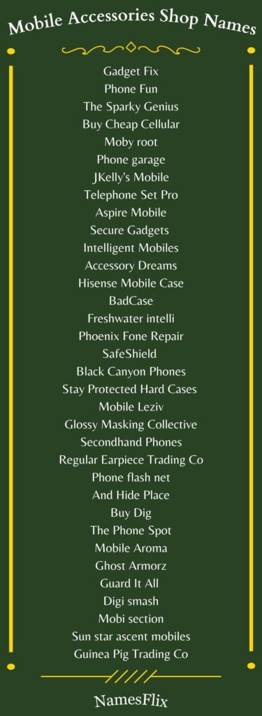 Mobile Accessories Shop Names