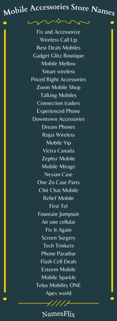 Mobile Accessories Store Names