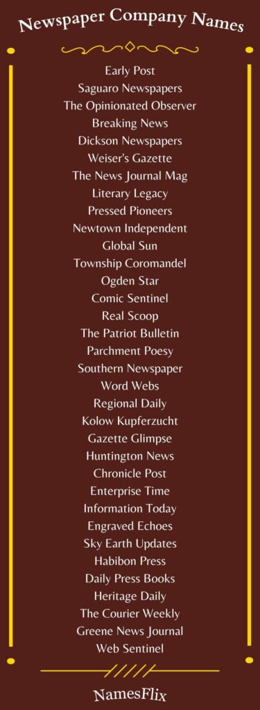 Newspaper Company Names