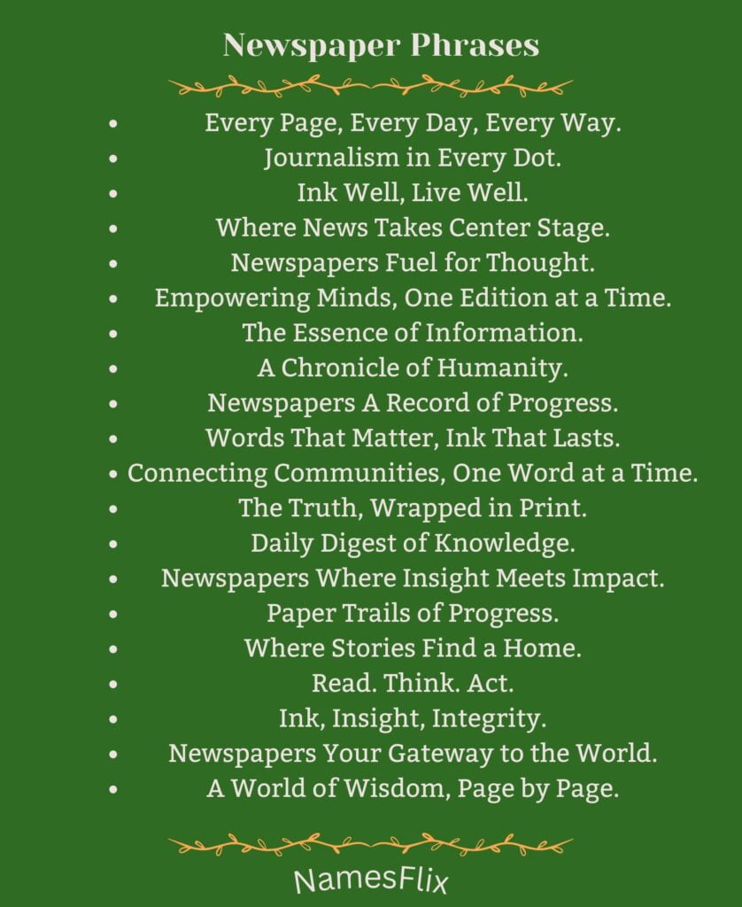 Newspaper Phrases