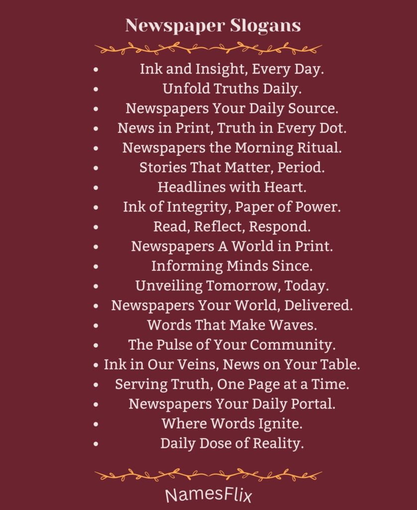 Newspaper Slogans