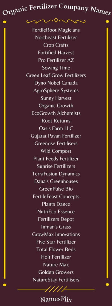 Organic Fertilizer Company Names