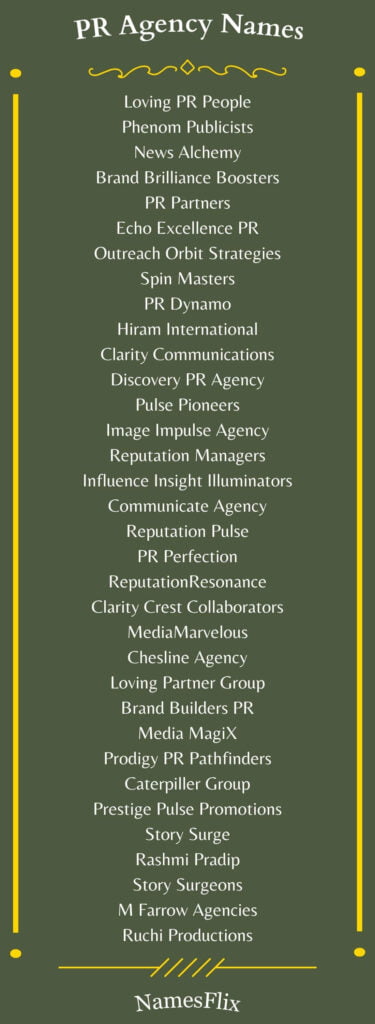 PR Agency Names