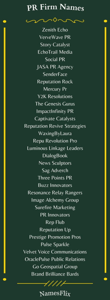 PR Firm Names