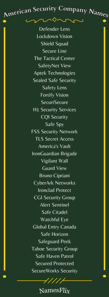 American Security Company Names