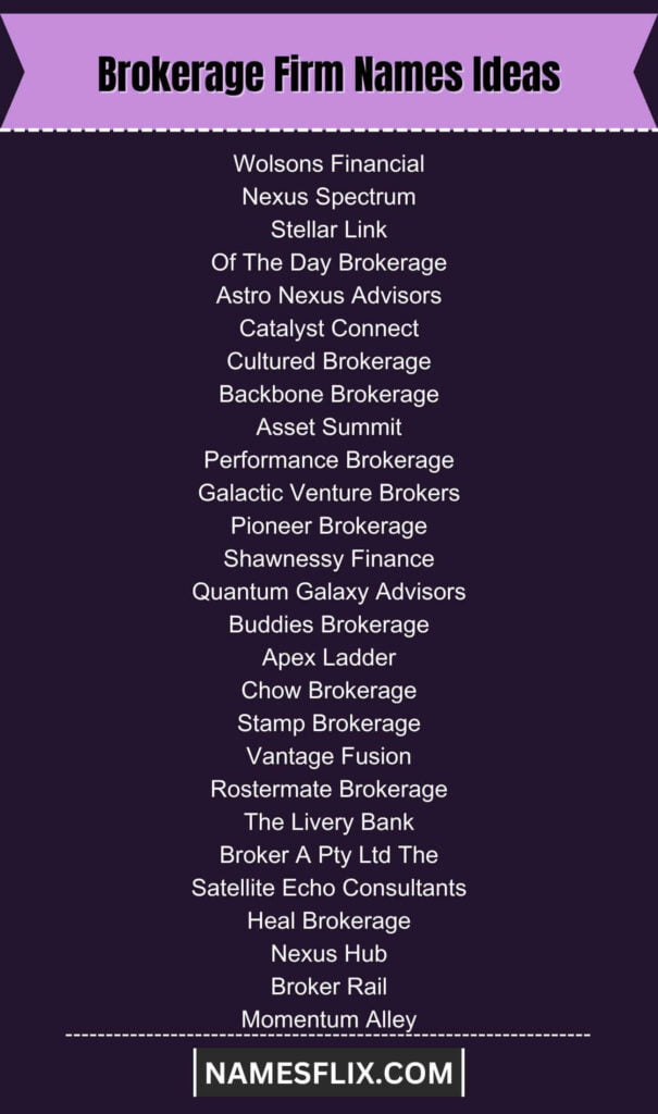 Brokerage Firm Names Ideas