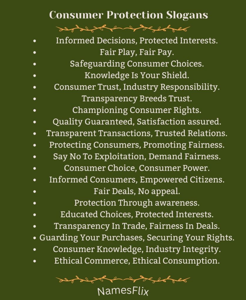 Consumer Protection Slogans