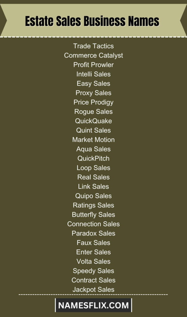 Estate Sales Business Names