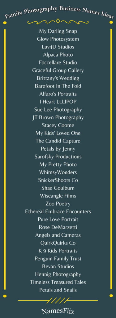 Family Photography Business Names Ideas