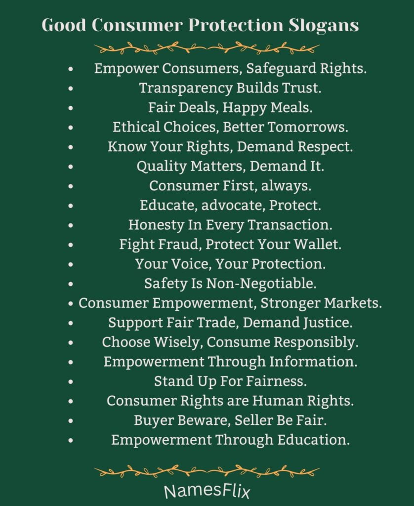 Good Consumer Protection Slogans