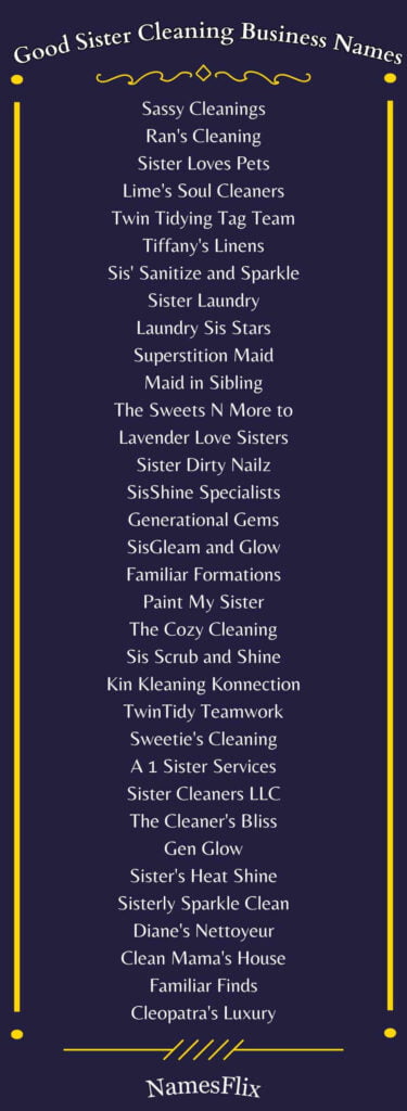 Good Sister Cleaning Business Names