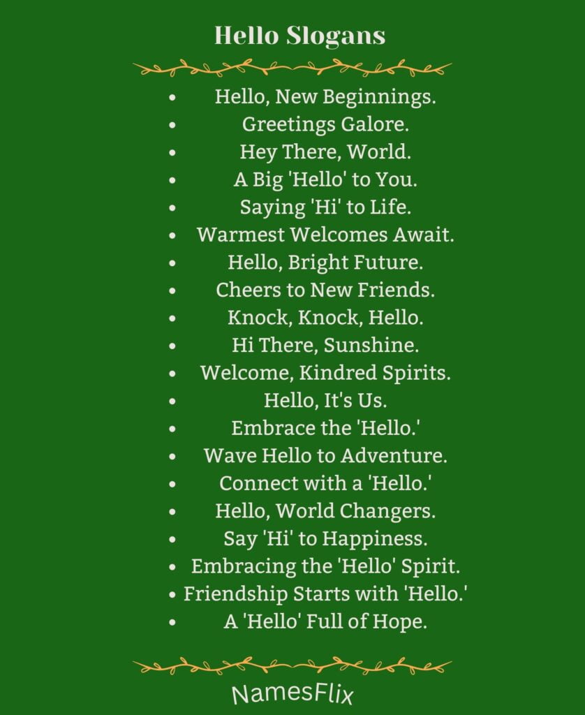 Hello Slogans
