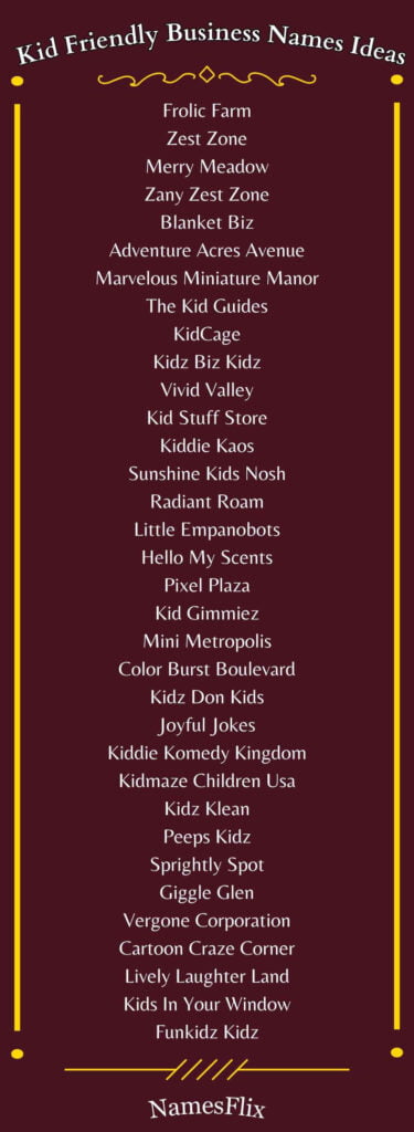 Kid Friendly Business Names Ideas