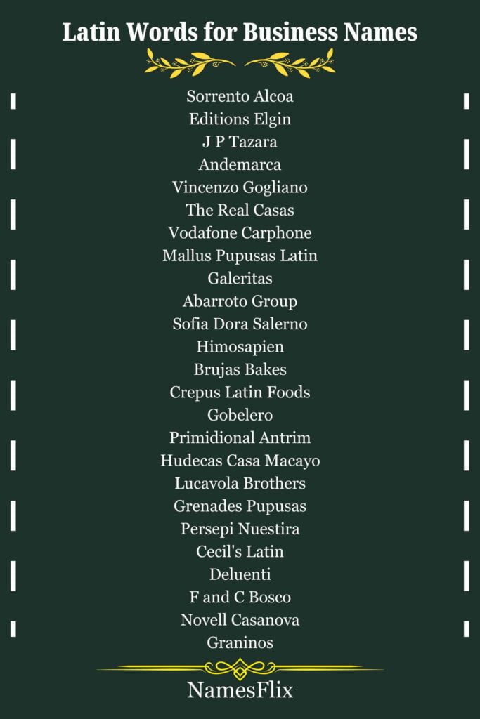 Latin Words for Business Names